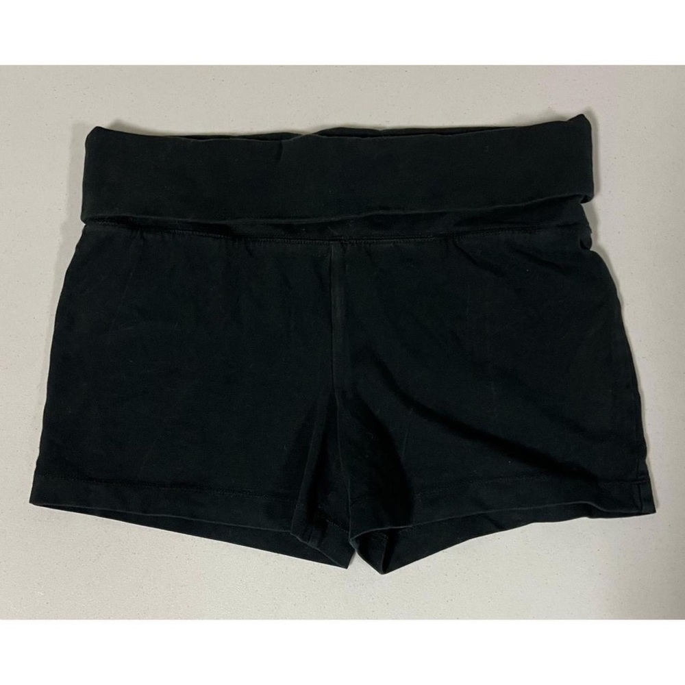 Mossimo Black Solid Fold-Over Yoga Shorts Hot-Shorts Sweatshorts Bottoms Size S